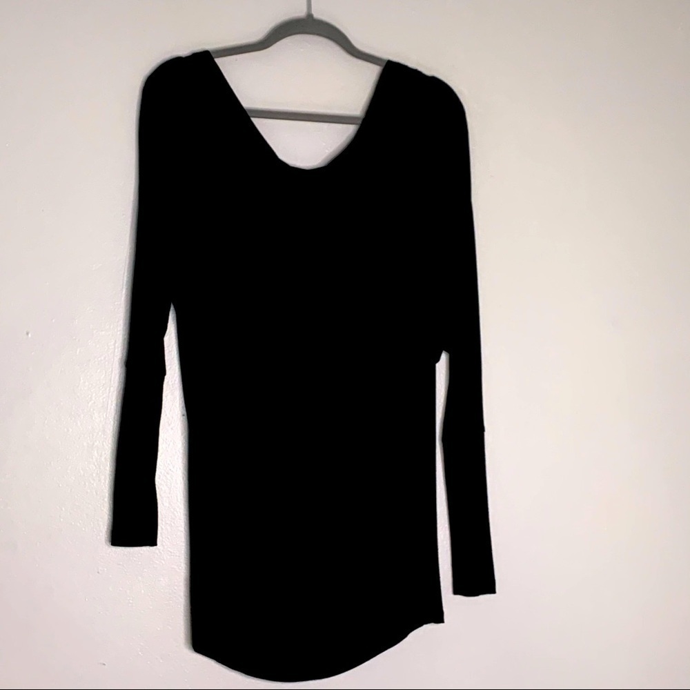 Guess Marciano Black Open Back long sleeve Drape neck shirt small elevated basic